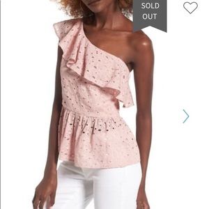 J.O.A. Lace One-Shoulder Peplum Top